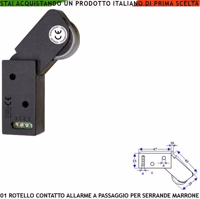 Sensore Antifurto per Tapparella Securvera Marrone con Rotella a Molla e Switch a Impulsi Veloci