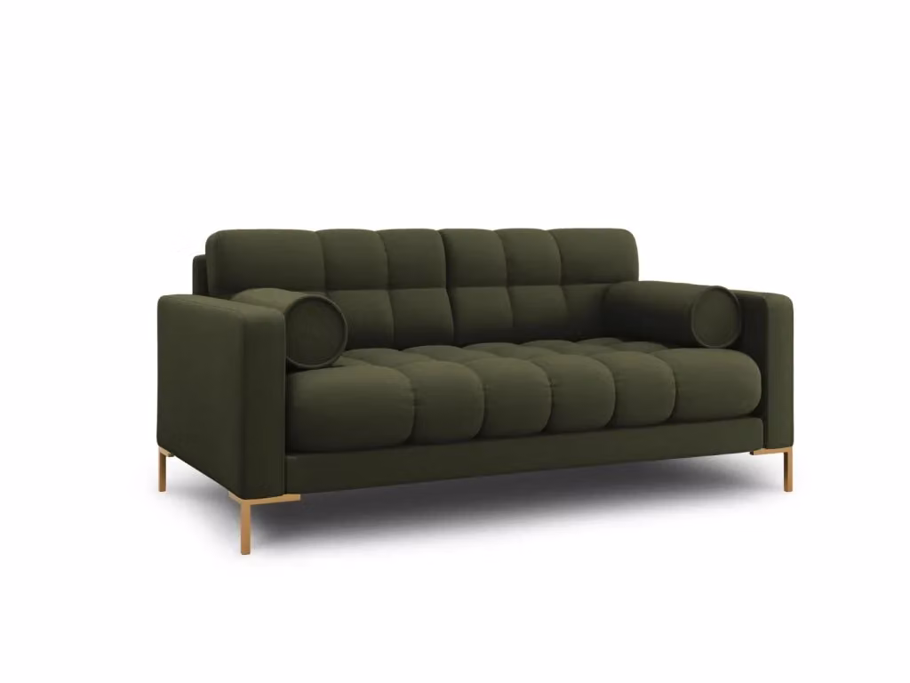 Divano 2 posti Bali di Cosmopolitan Design in tessuto verde e oro con struttura in metallo L: 152 cm, P: 75 cm, H: 92 cm – 2