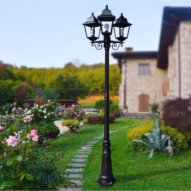 ARYEL Lampione h.218 a 3 luci per Esterno Lanterne Classiche Quadrate