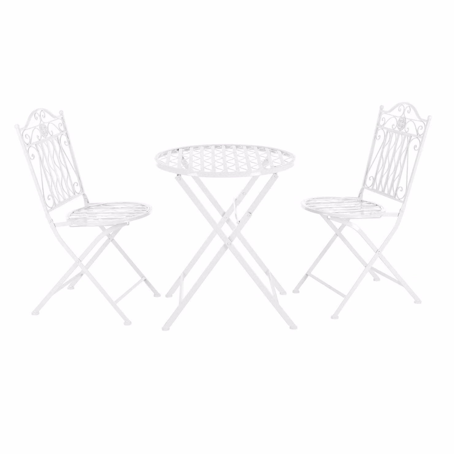 In And OutdoorSet da bistrot Reece - tavolo da giardino in metallo - con 2 sedie da giardino - bianco - metallo robusto - resistente alle intemperie