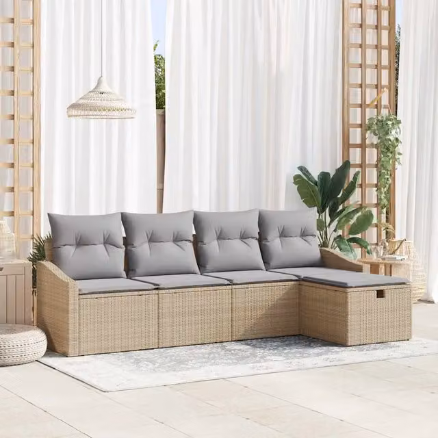 Set di divani 5 pz Beige polyrattan 3359259