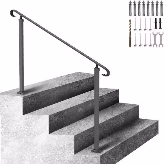 Scala a gradini per giardino - Scala a gradini di sicurezza - Scala a gradini con altezze regolabili - 140 x 97 cm - Nero