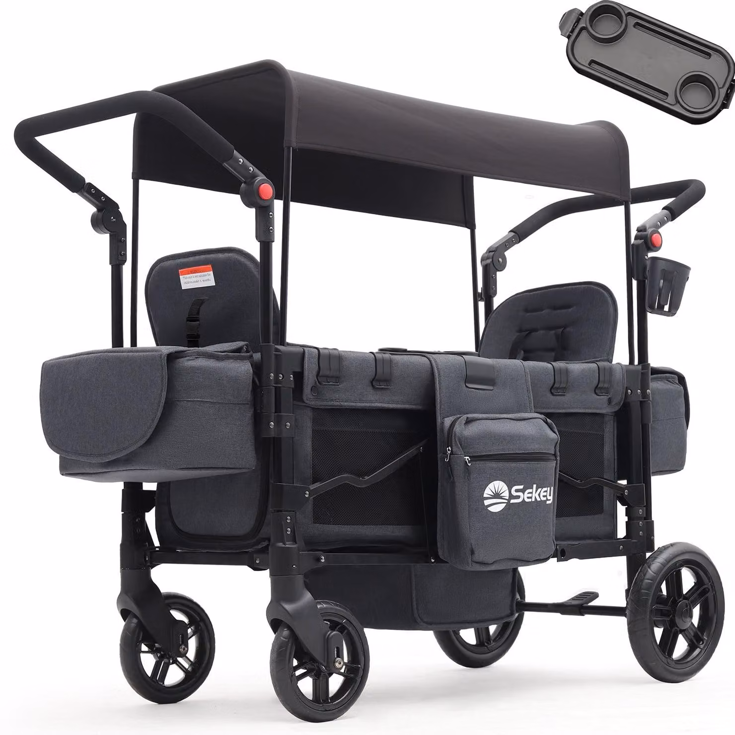 Carrello pieghevole con copertura protettiva e ruote extra large - Colore: nero e grigio
