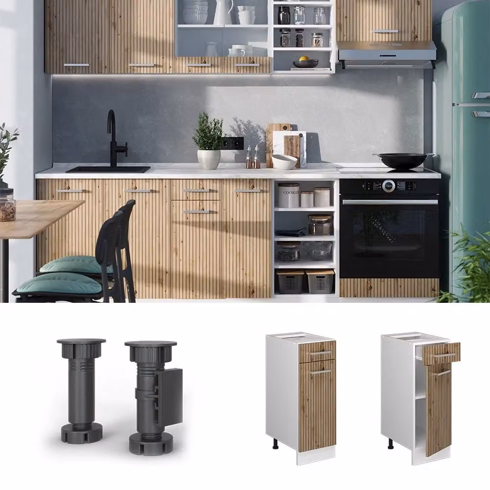 Mobiletto base per cucina Vicco R-Line Rovere e Bianco con piano Antracite L: 30 cm, H: 81,6 cm, P: 60 cm – 2