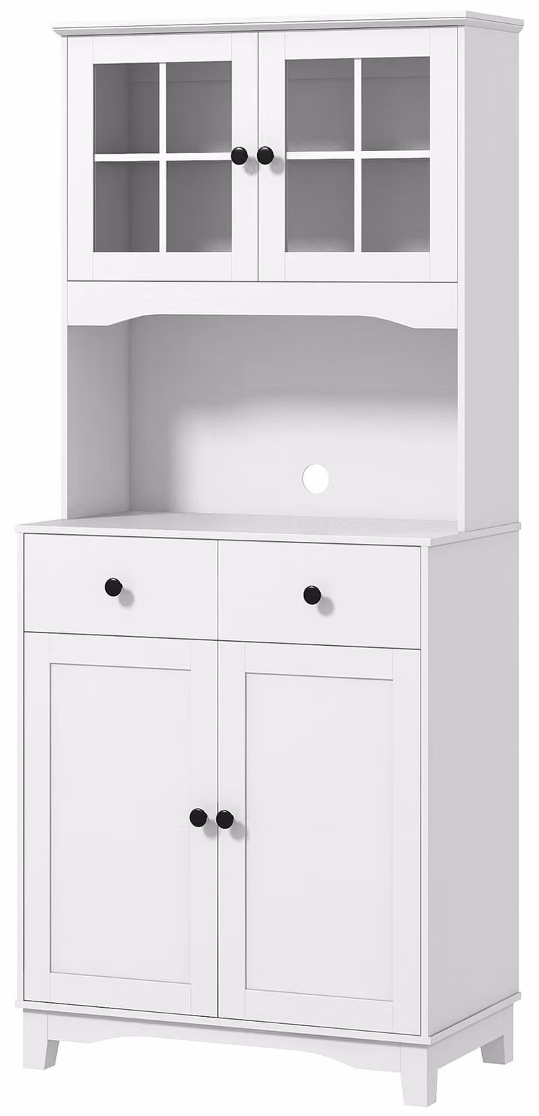 HOMCOM Mobile da cucina a colonna con ripiano per microonde, 2 ante, per soggiorno