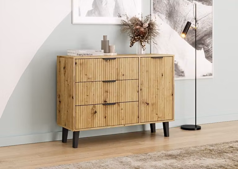 Cassettiera combinata SITIVE SLIM - rovere artigianale / nero