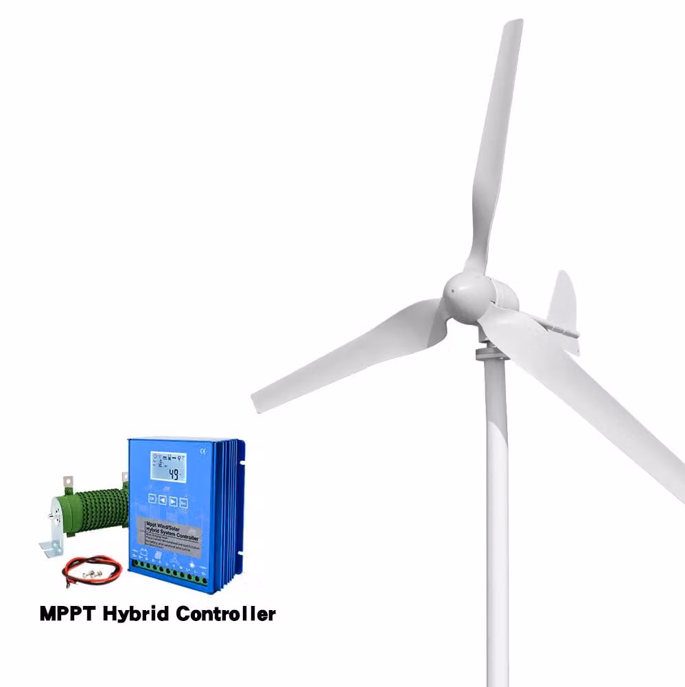 Turbina eolica, asse orizzontale, produzione di energia elettrica di 2000W, controller ibrido 2-A, 2000W-d, 24V-A. Controller ibrido 2-A, 2000W-d, 24V-A