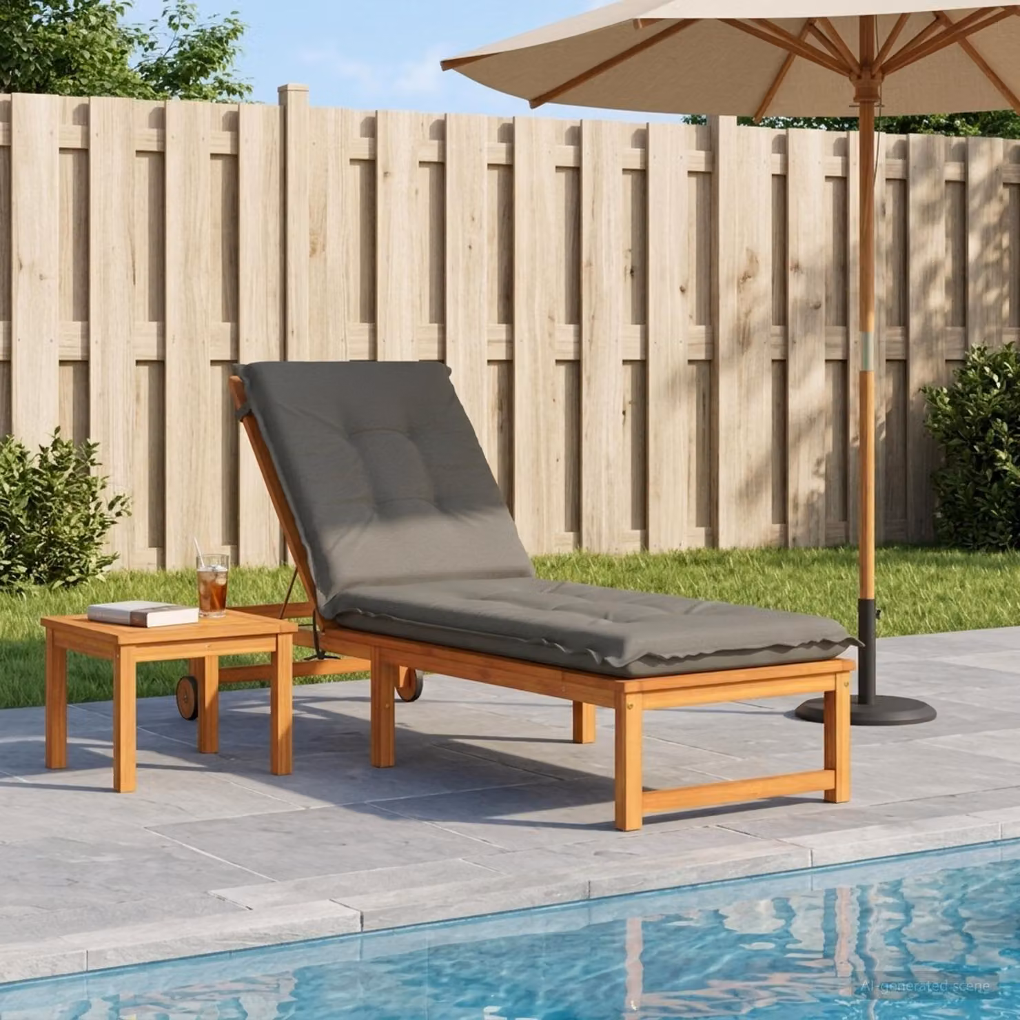 vidaXL Cuscino per Lettino GEMERT Grigio in Poliestere con Rivestimento Rimovibile e Resistente ai Raggi UV L: 190 cm, P: 50 cm