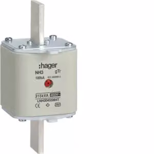 Cartuccia fusibile NH NH3 gTr 400 V 315 kVA 455 A con indicatore centrale e manico in metallo