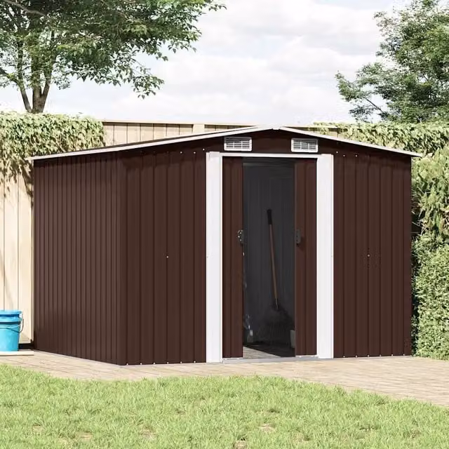 Capanno Attrezzi da Giardino Marrone 257x205x178 cm in Acciaio CFW8342606