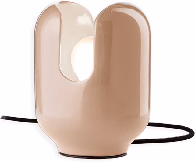 Lampada da tavolo Ferroluce Batucada in ceramica stile Art Déco beige e grigio con attacco E27
