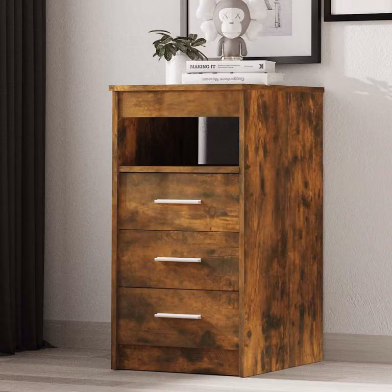 Cassettiera moderna vidaXL in legno multistrato e MDF, colore marrone, L 40 cm, P 50 cm, H 76 cm