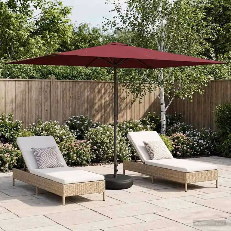 Maison Exclusive - Ombrellone da giardino con base, forma rettangolare, dimensioni 2 x 3 metri, tessuto in poliestere, colore bordeaux