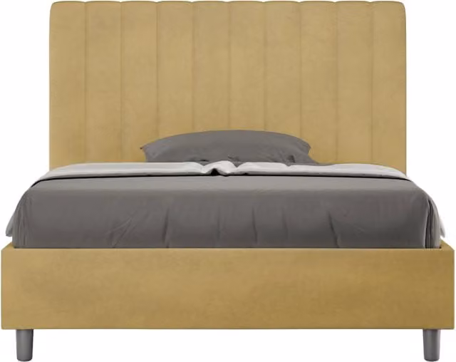 BS COM Letto una piazza e mezza senza rete imbottito 120x210 microfibra ocra