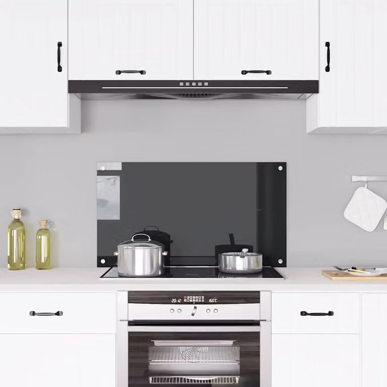 Paraschizzi per cucina vidaXL in vetro temperato nero L 90 cm x H 50 cm