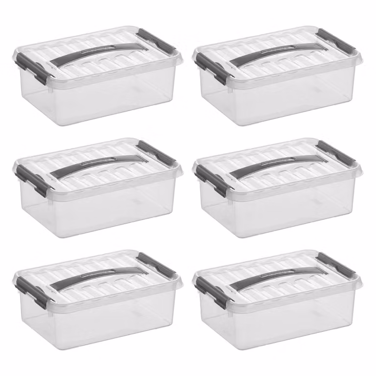 Sunware Q-line box trasparente/grigio 4 litri - set di 6 pezzi
