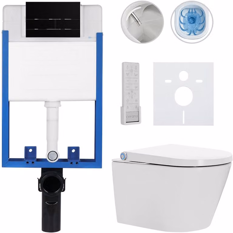 Set completo per WC Profi/Cronus Premium - bianco lucido - pulsante per WC Line/nero lucido - da incasso - 59,3x38,4 cm