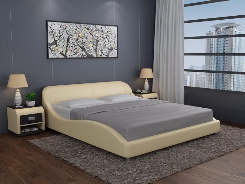 Design Leder Bett Luxus Polster Betten Doppel Modernes Ehe 140/160/180 LB8822