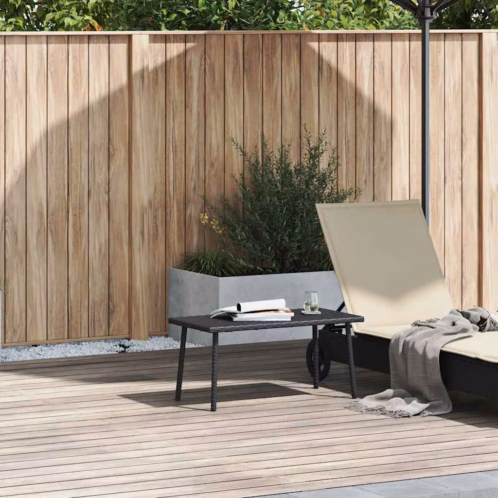 vidaXL Tavolino da Giardino Rettangolare in Polyrattan Nero L: 80 cm, P: 40 cm, H: 37 cm