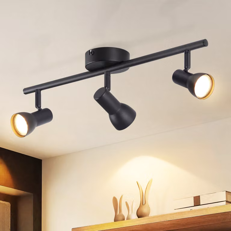 ZMH Faretto da soffitto 3 fiamme Lampada da soffitto corridoio Nero Plafoniera Design moderno Faretto da interno Metallo GU10 Spot da soffitto 350°Spot orientabili per camera da letto Soggiorno Cucina (senza lampadina)