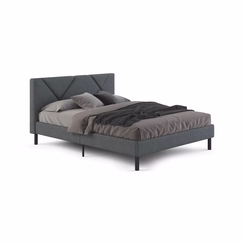 Letto Matrimoniale DMORA Morpheus Grigio con Struttura Imbottita e in Legno, Dimensioni Materasso: 160 x 200 cm – 2