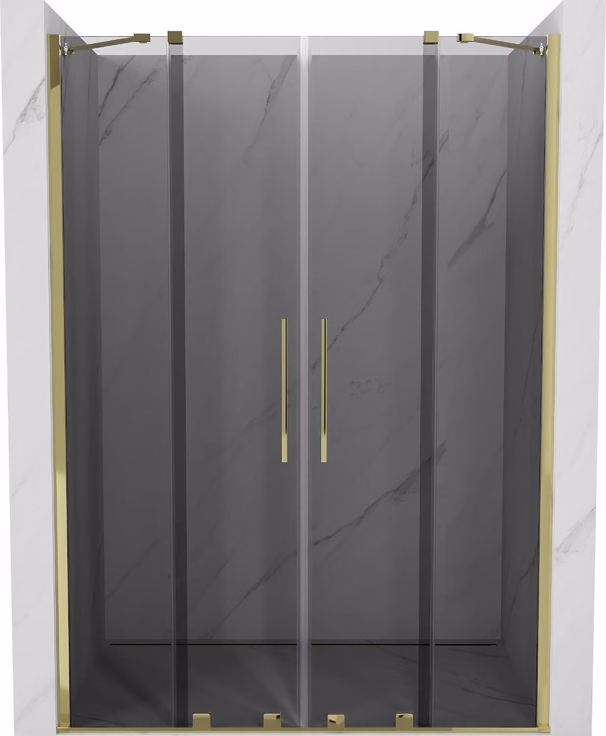 Mexen Velar Duo porta doccia scorrevole 150 cm, grafite, oro - 871-150-000-42-50