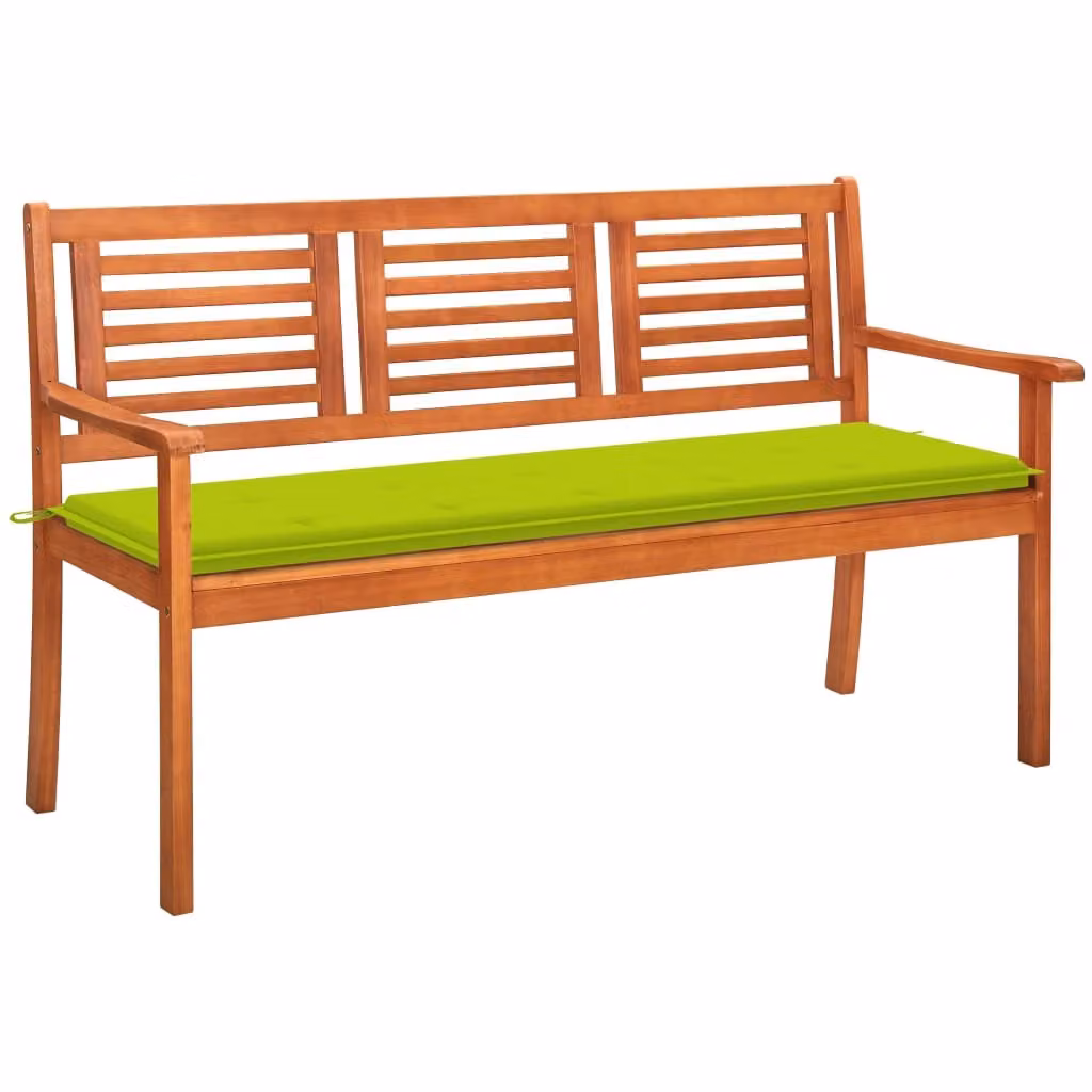 panca da giardino a 3 posti con cuscino 150 cm in legno massiccio di eucalipto