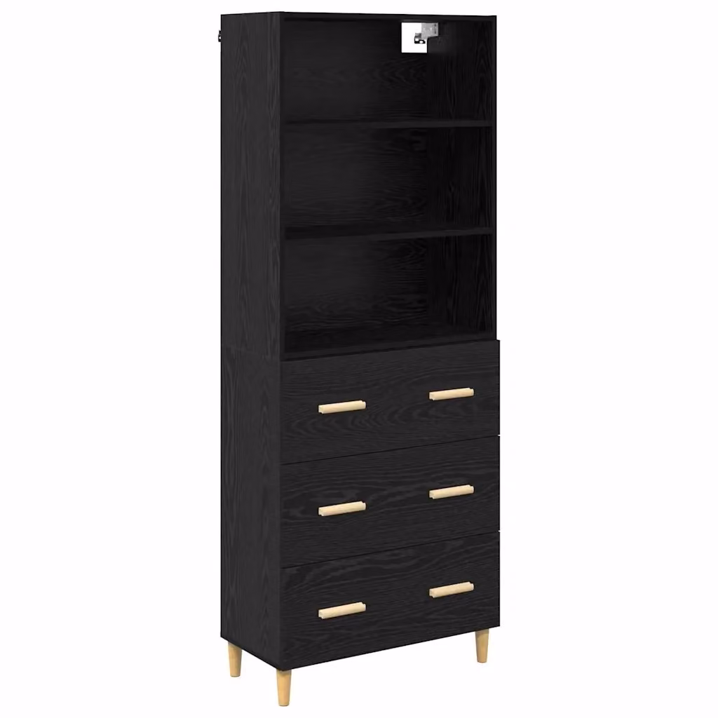 Credenza moderna vidaXL in legno MDF nero L: 69,5 cm, P: 32,5 cm, H: 180 cm – 2