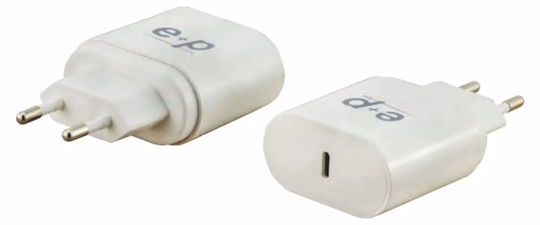 E+P AC 211 ws Caricatore USB a 1 porta max 25W spina Euro/USB-C accoppiamento PD (AC211)