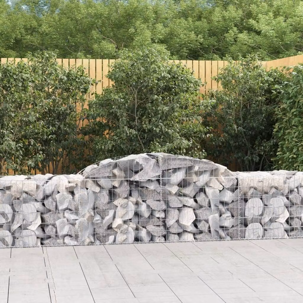 Set di 15 Cesti Gabbioni ad Arco vidaXL in Acciaio Zincato Grigio L: 300 cm, P: 50 cm, H: 60/80 cm