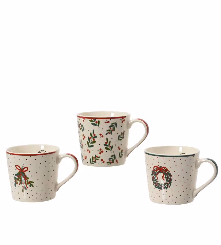 Mug natalizia in porcellana - assortita 0,4L 9,5x13x8,8 cm 3 disegni