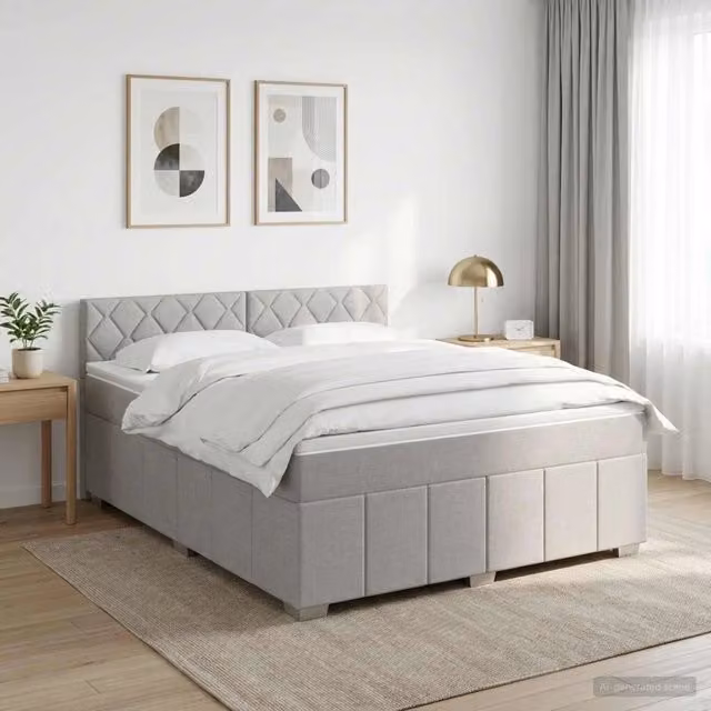Letto box spring con materasso vidaXL Grigio e Bianco L/P: 140 x 190 cm – 1