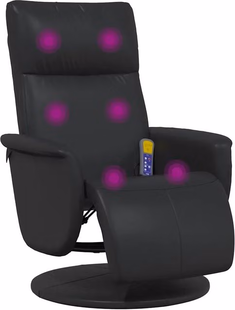 Poltrona Reclinabile Massaggiante | Sedia Relax Poggiapiedi Nera Similpelle