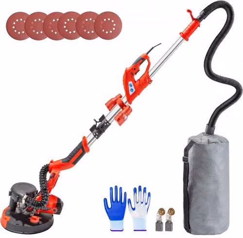 Levigatrice a muro e lucidatrice a secco VEVOR da 750 W con braccio telescopico e fari LED, colore rosso
