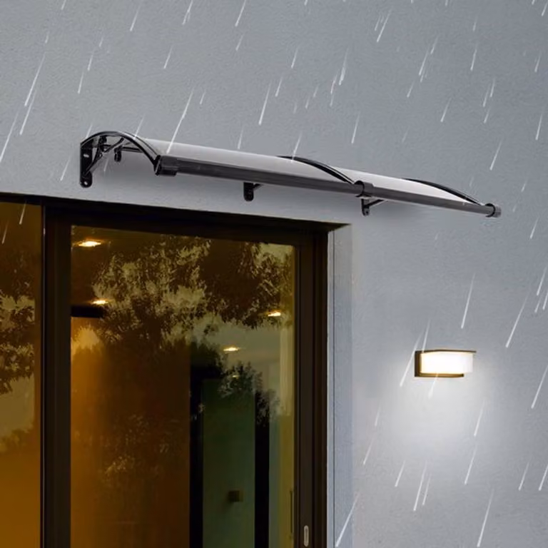 Tenda a forma di arco trasparente - Copertura in alluminio per porta d'ingresso e balcone - Protezione solare resistente alle intemperie