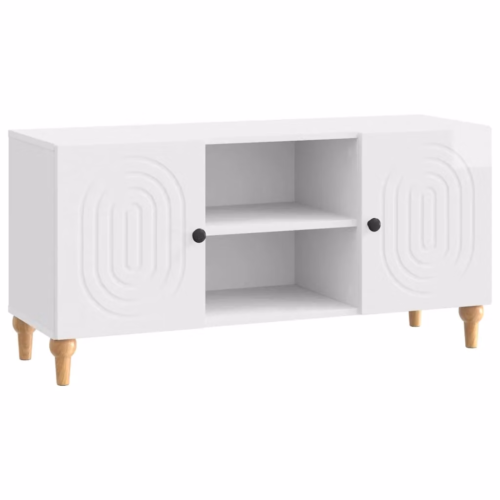 Mobile TV moderno in legno MDF bianco lucido L: 102 cm, P: 34,5 cm, H: 50 cm – 2