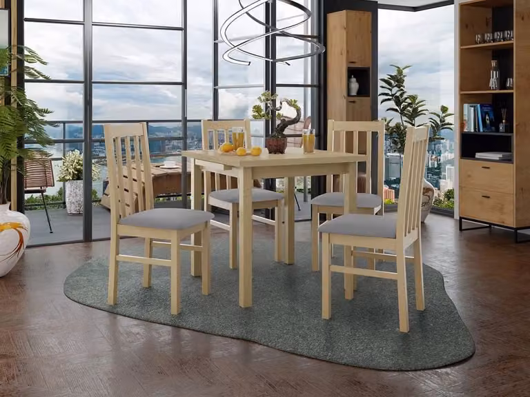 Tavolo da pranzo allungabile 80 cm con 4 sedie ADELBITE 4 - rovere sonoma / grigio