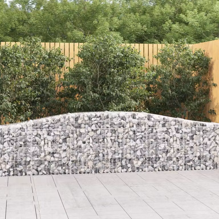 Set di 6 cesti gabbioni ad arco vidaXL in acciaio zincato grigio, L: 400 cm, P: 30 cm, H: 60/80 cm