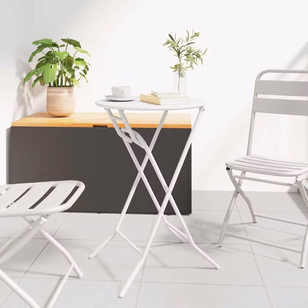 vidaXL Tavolo da giardino rotondo in metallo bianco L/P/H: 50 x 50 x 72 cm