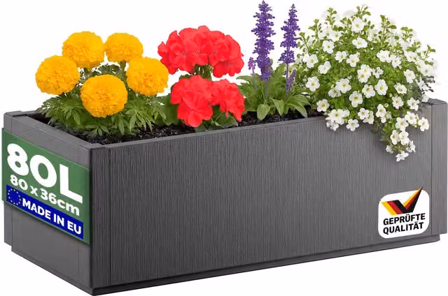 Vaso da giardino Casaria Ethica in plastica colore antracite H: 80 cm, L: 36 cm, P: 36 cm – 1