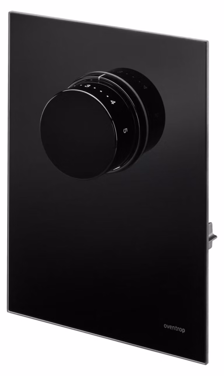 Oventrop OV copertura Unibox T-RTL con termostato in vero vetro nero