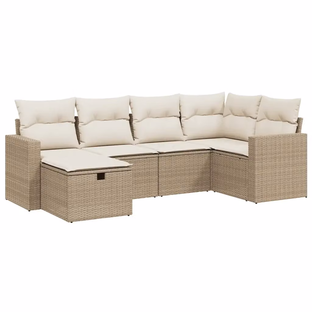 Set Divano da Giardino a L vidaXL in Polyrattan con Cuscini Beige e Struttura in Metallo – 2