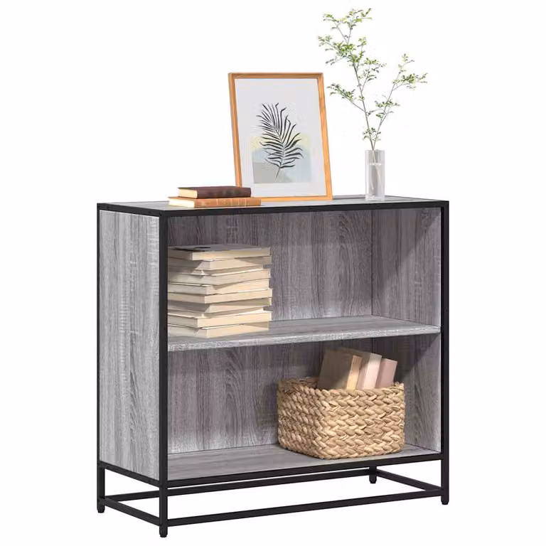 Libreria in stile industriale vidaXL in legno e metallo, Grigio, L: 80,5 cm, P: 35 cm, H: 76 cm