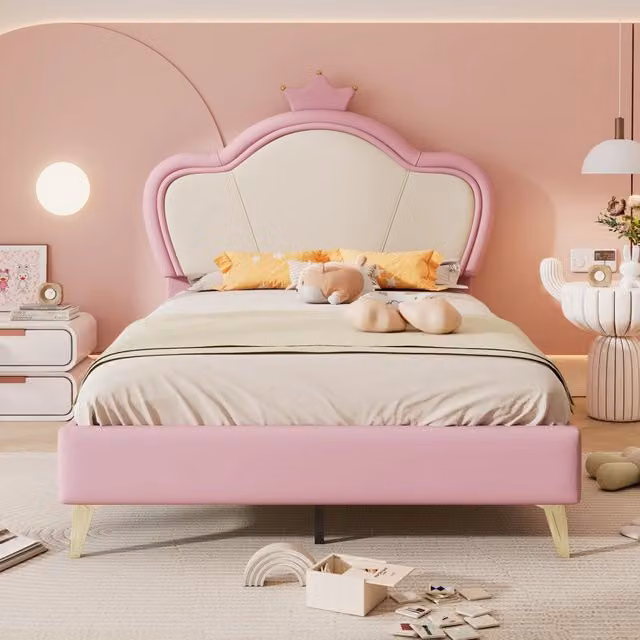 letto singolo pu rosa bianco 90x200 cm