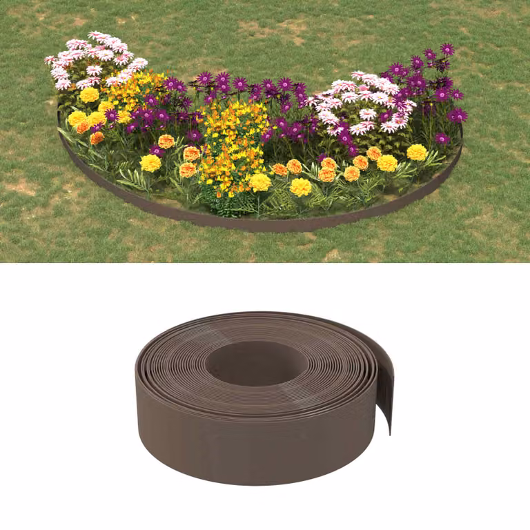 Bordura per giardino vidaXL in plastica marrone, Lunghezza: 25 m, Altezza: 15 cm