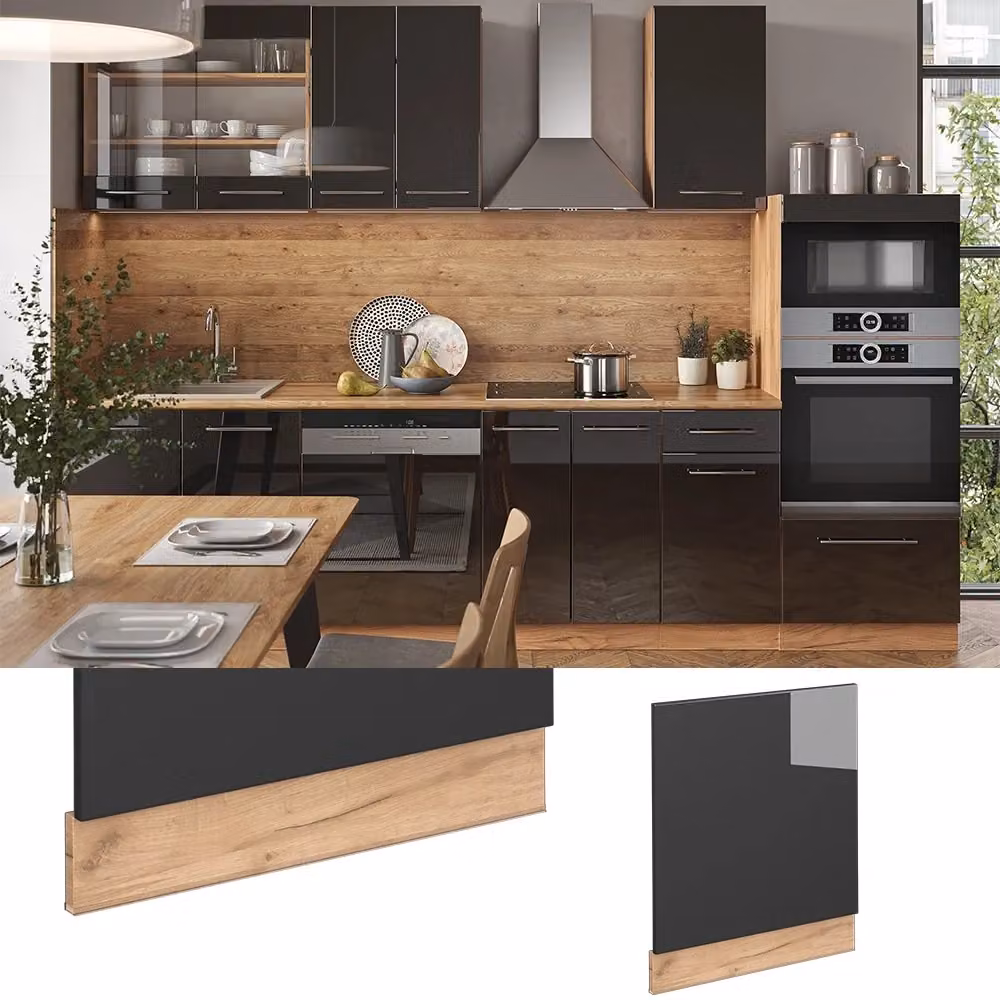 Pannello frontale Vicco Fame-Line Antracite lucido e Rovere dorato L: 60 cm – 2