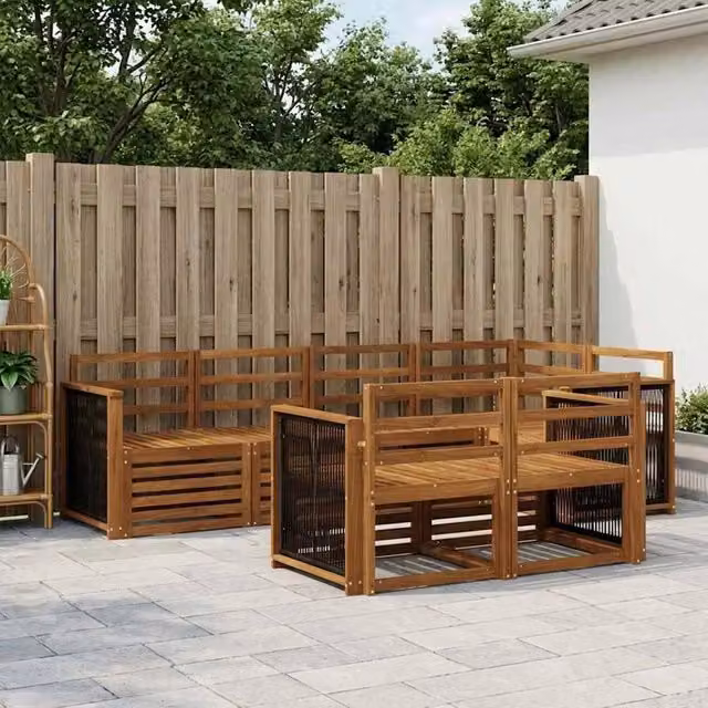 Set di divani da esterno 6 pz Naturale Legno di Acacia Massello 3384470