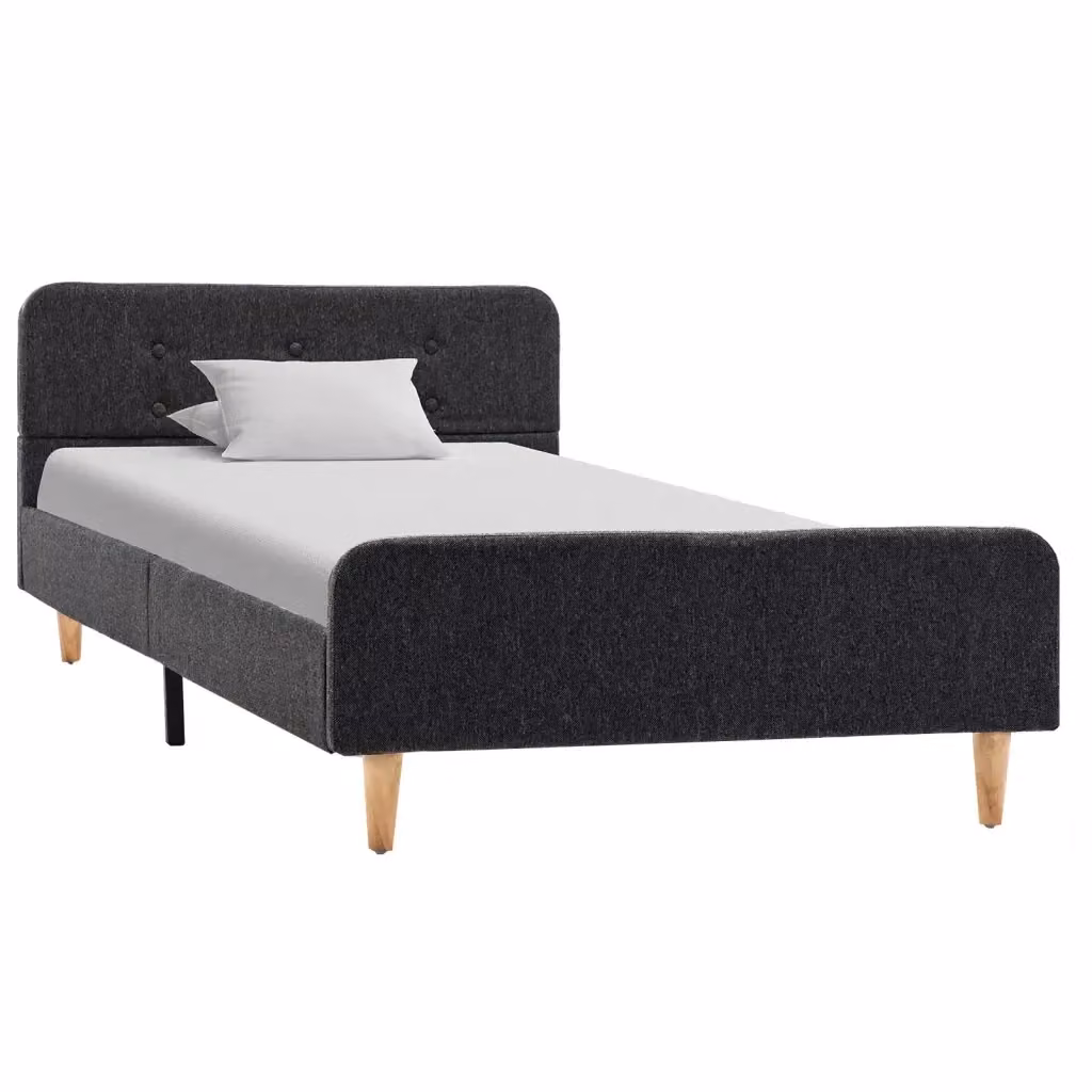 Letto singolo per adulti DESIGN IN in tessuto grigio con struttura in legno e doghe fisse L/P/H: 90 x 200 cm – 2