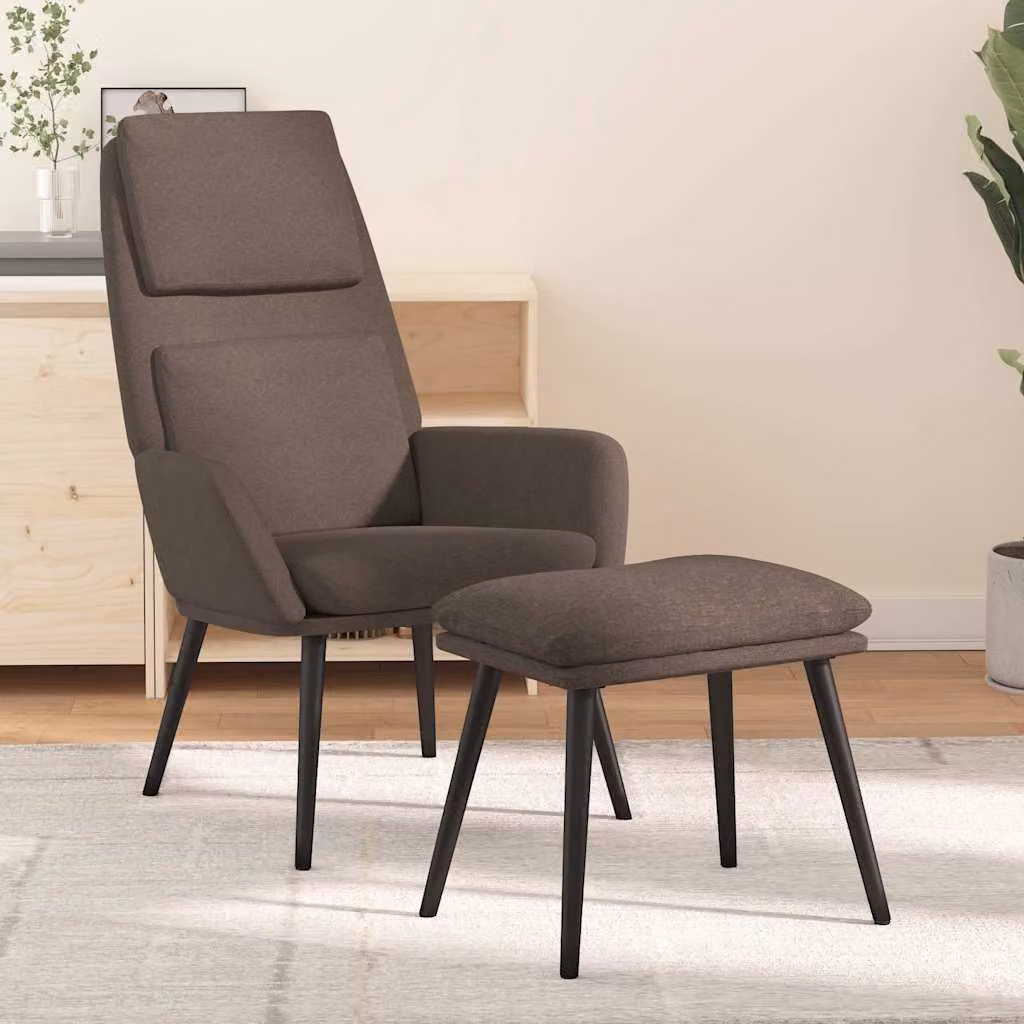 vidaXL Poltrona Relax con Poggiapiedi in Tessuto Beige e Grigio
