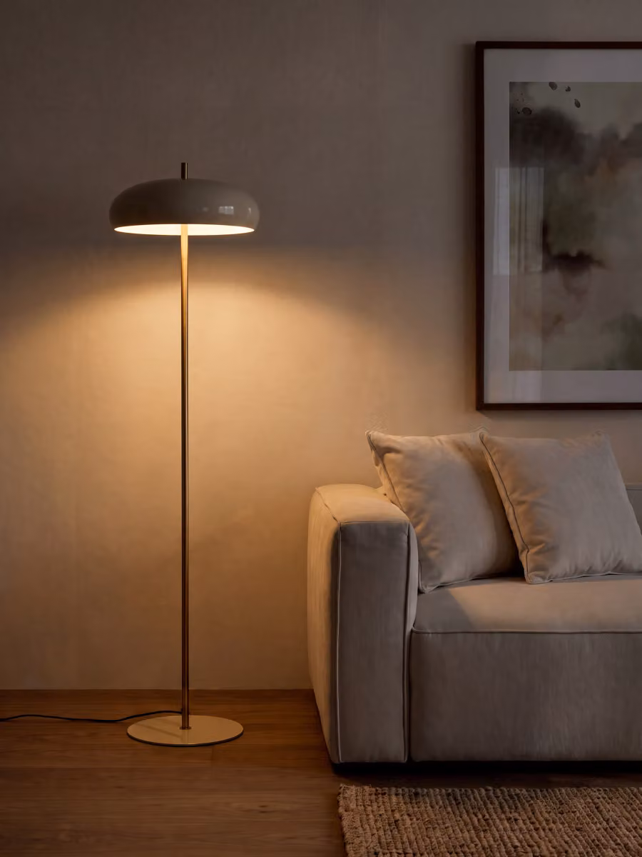 Lampada da terra Gabs Kenay Home beige e oro, design in metallo con paralume a cupola – 2